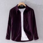 Men's Solid Colour Cotton Shirt (purple)